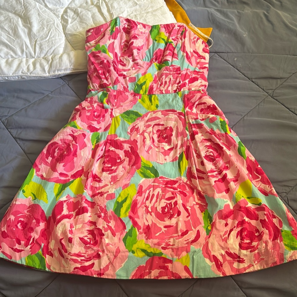 Floral Lilly Pulitzer strapless dress, size 4